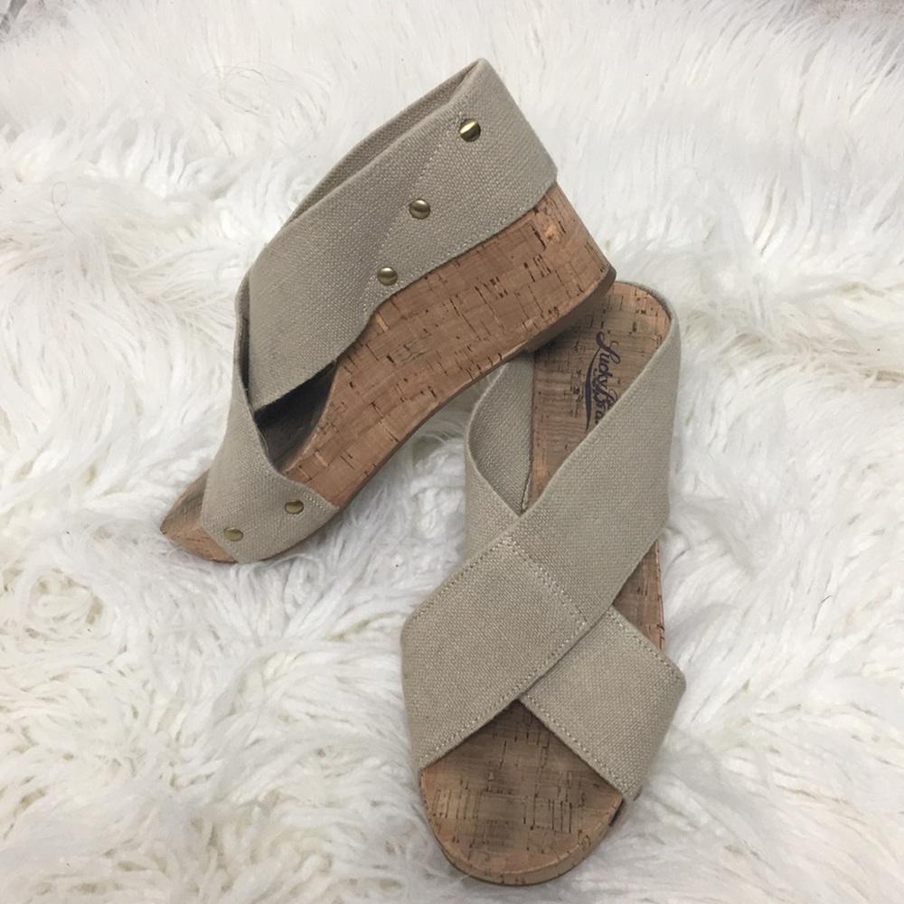 Lucky Brand Cork Wedge Miller 2 Sandals Sz 7.5